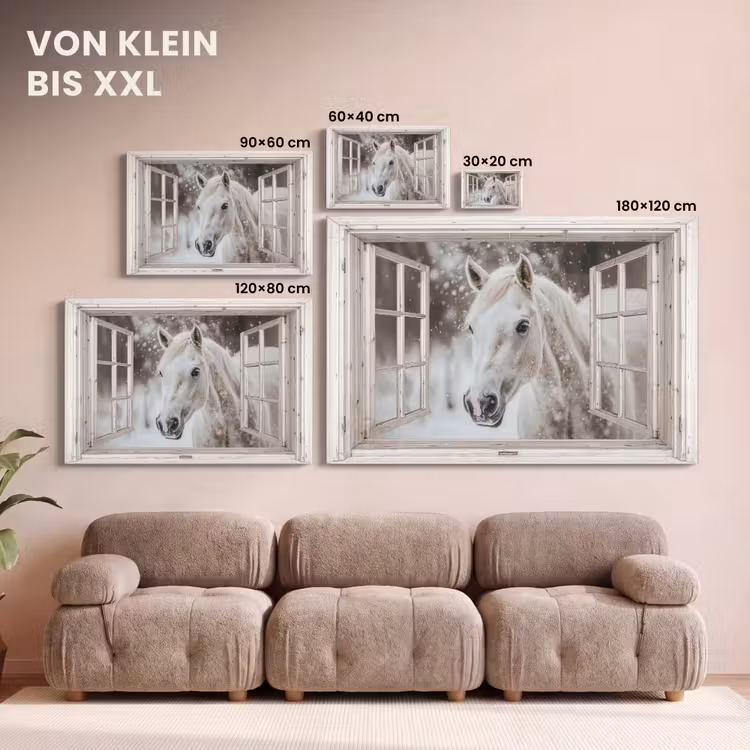 Leinwandbild - Pferd - Weiß - Winter - Schnee - Durchsichtig - Tiere — 6