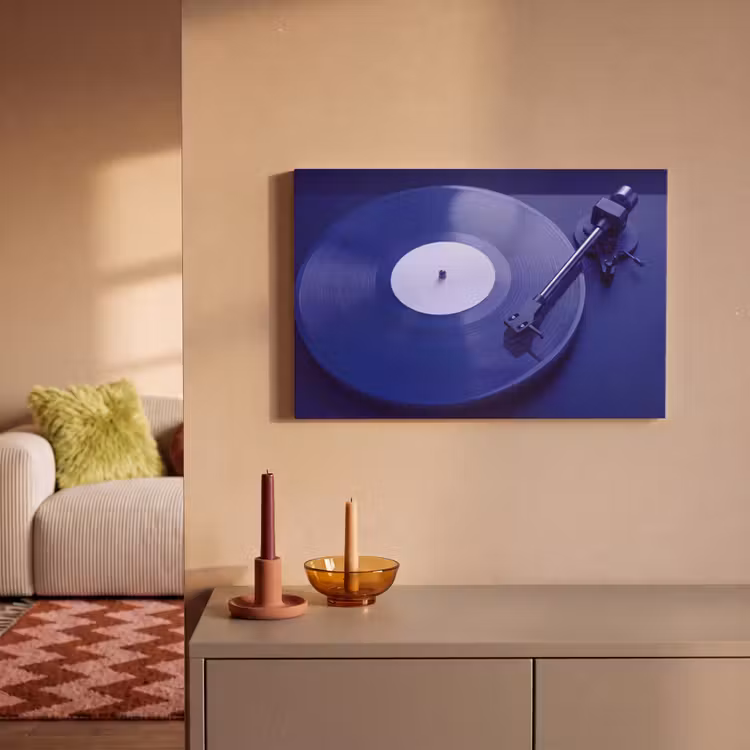 Leinwandbild - Plattenspieler – Vinyl – Blau — 2