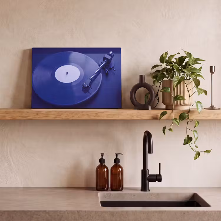 Leinwandbild - Plattenspieler – Vinyl – Blau — 3