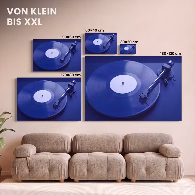 Leinwandbild - Plattenspieler – Vinyl – Blau — 6