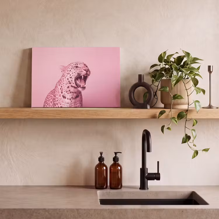 Leinwandbild - Rosa Katze – Modern — 3