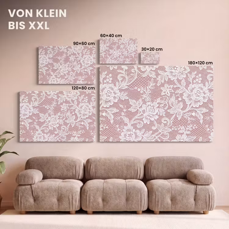 Leinwandbild - Spitze – Blumen – Weiß — 6
