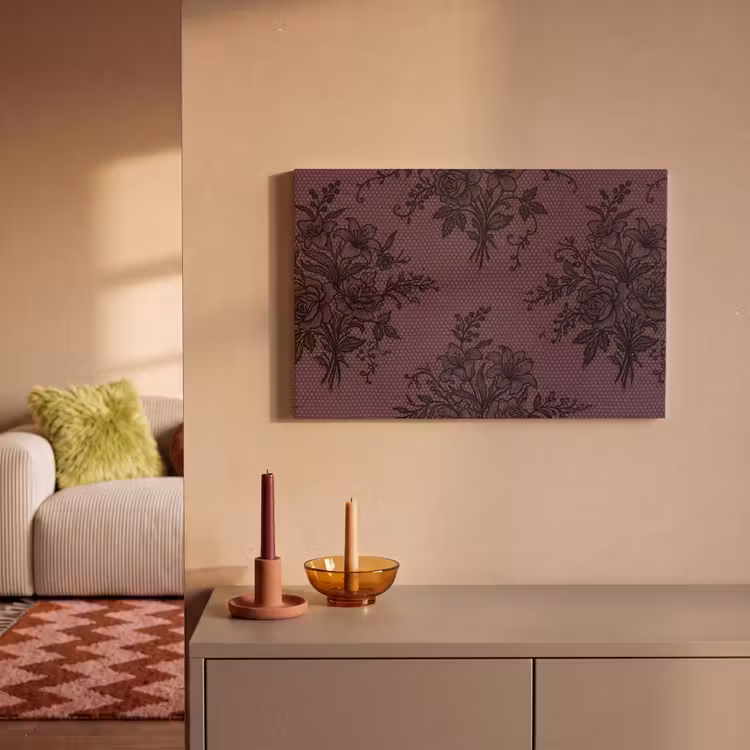 Leinwandbild - Spitzenmuster – Blumen – Lila — 2