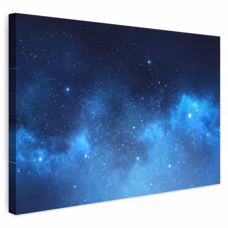 Leinwandbild - Sternenhimmel – Nebel – Blau — 1