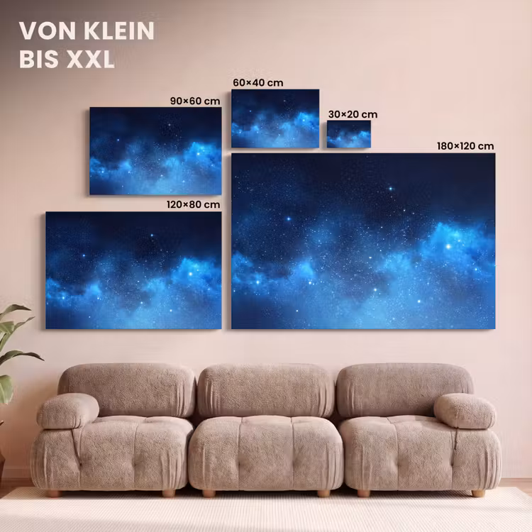 Leinwandbild - Sternenhimmel – Nebel – Blau — 6