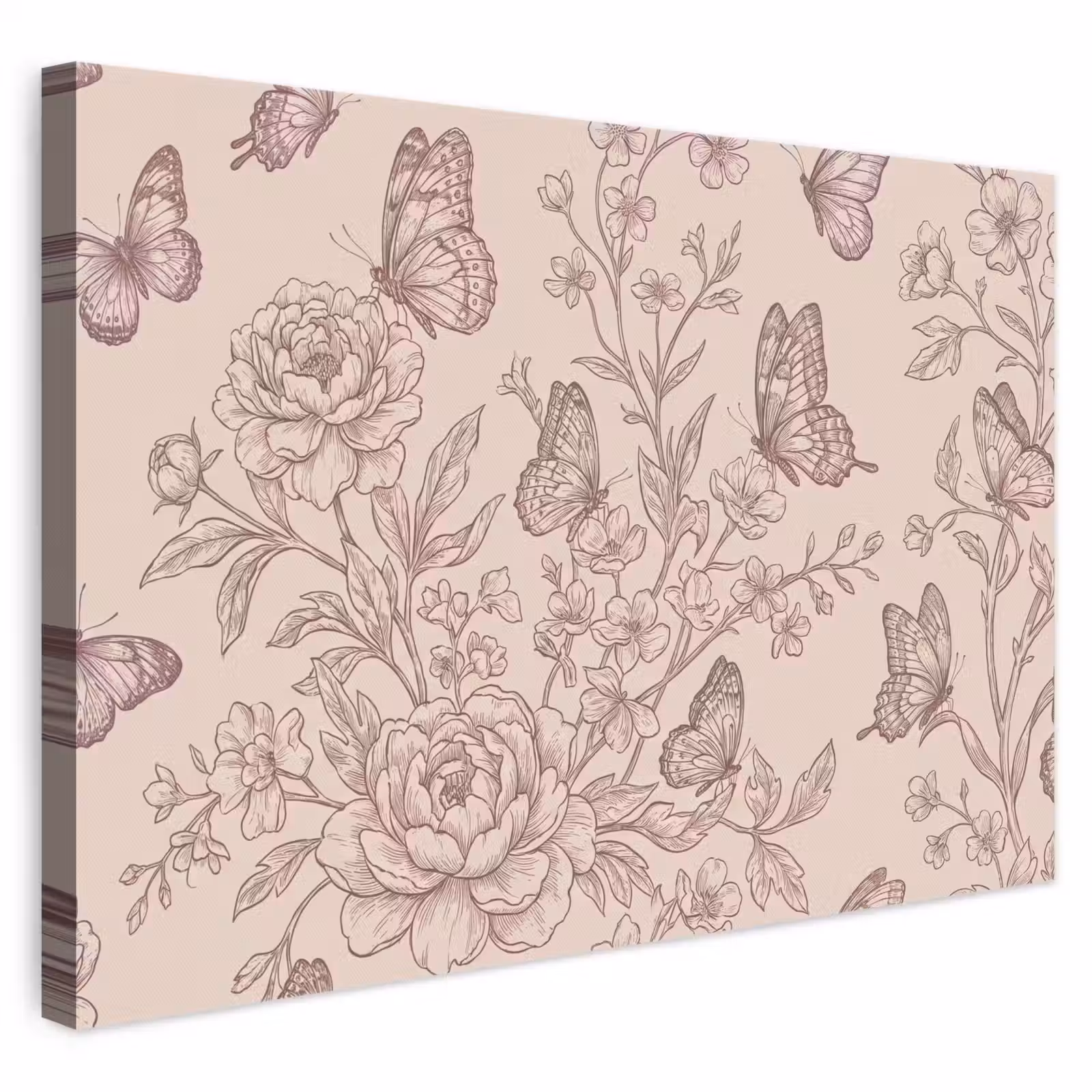 Leinwandbild - Schmetterling – Blumen – Muster — 1