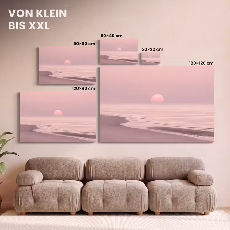 Leinwandbild - Rosa Sonnenuntergang – Strand — 6