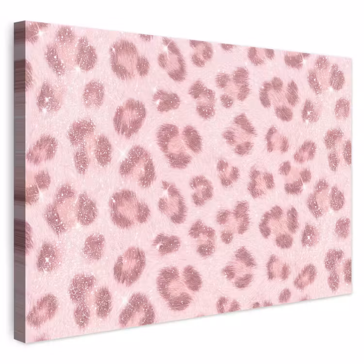 Leinwandbild - Rosa Tiermuster – Glitzer — 1
