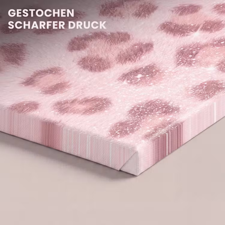 Leinwandbild - Rosa Tiermuster – Glitzer — 4