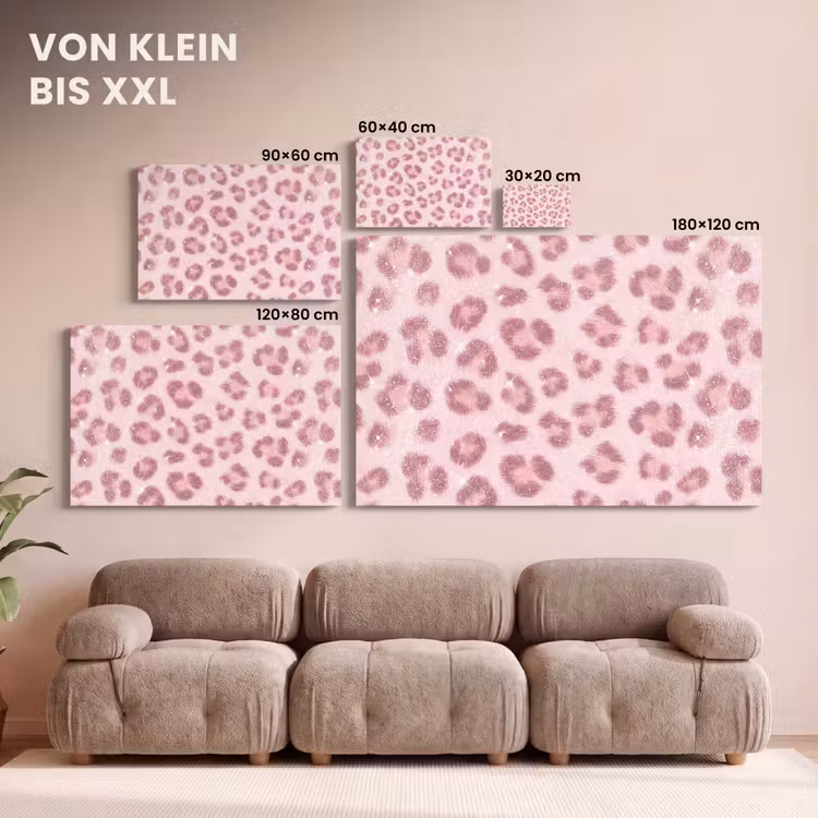 Leinwandbild - Rosa Tiermuster – Glitzer — 6