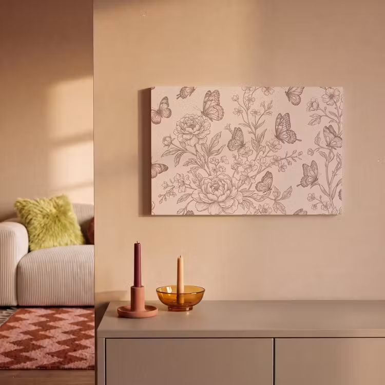 Leinwandbild - Schmetterling – Blumen – Muster — 2