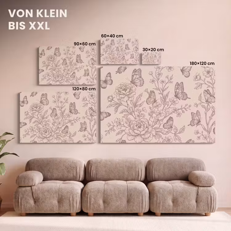 Leinwandbild - Schmetterling – Blumen – Muster — 6
