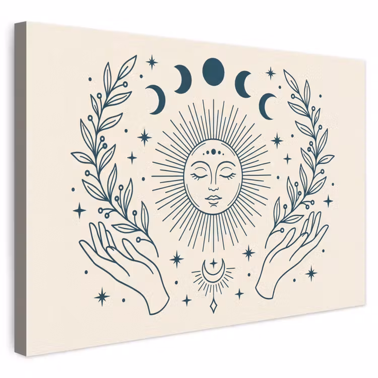 Leinwandbild - Sonne-Mond-Illustration — 1