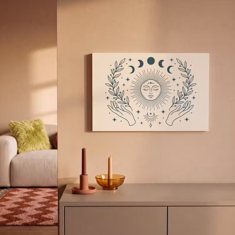 Leinwandbild - Sonne-Mond-Illustration — 2
