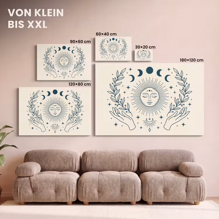 Leinwandbild - Sonne-Mond-Illustration — 6