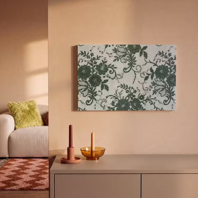 Leinwandbild - Spitze – Blumen – Grün — 2