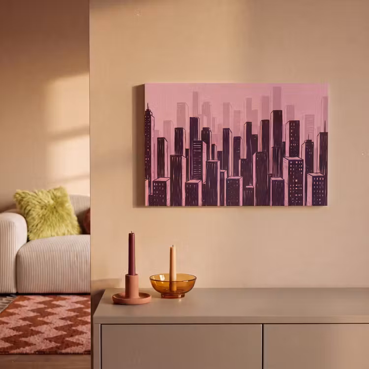 Leinwandbild - Stadt – Abstrakt – Rosa — 2