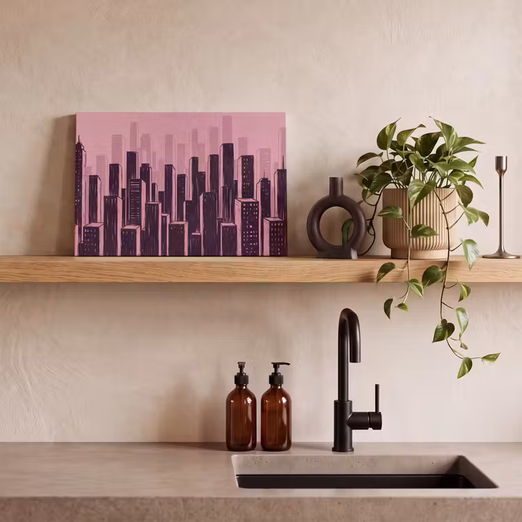 Leinwandbild - Stadt – Abstrakt – Rosa — 3