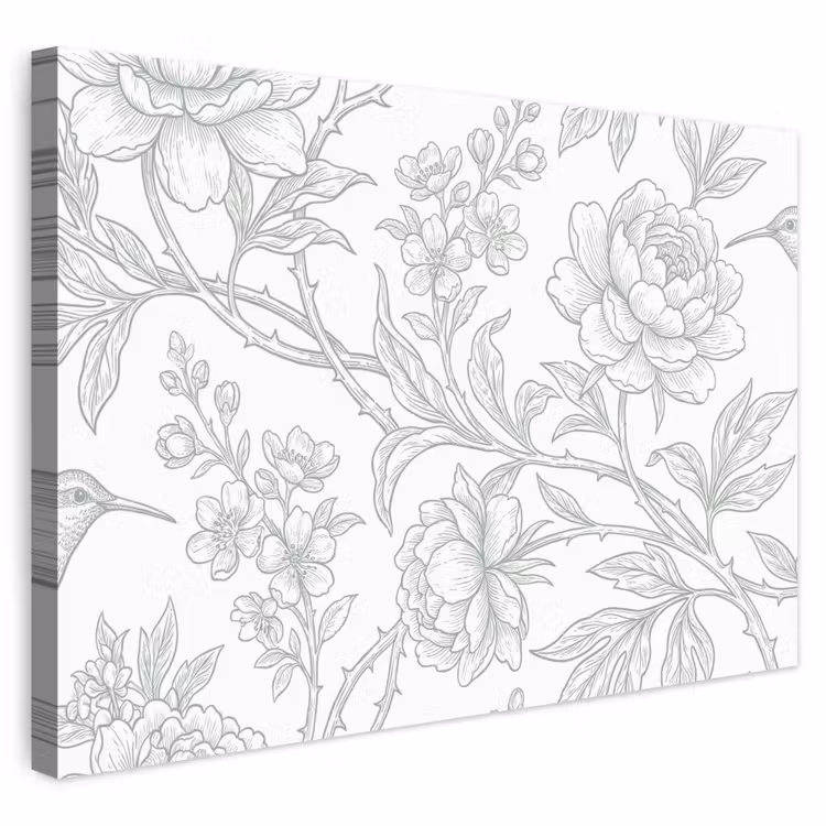 Leinwandbild - Vogel – Blumen – Natur — 1