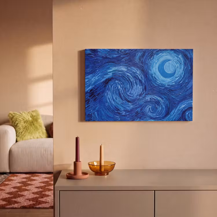 Leinwandbild - Wirbel – Blau – Modern — 2
