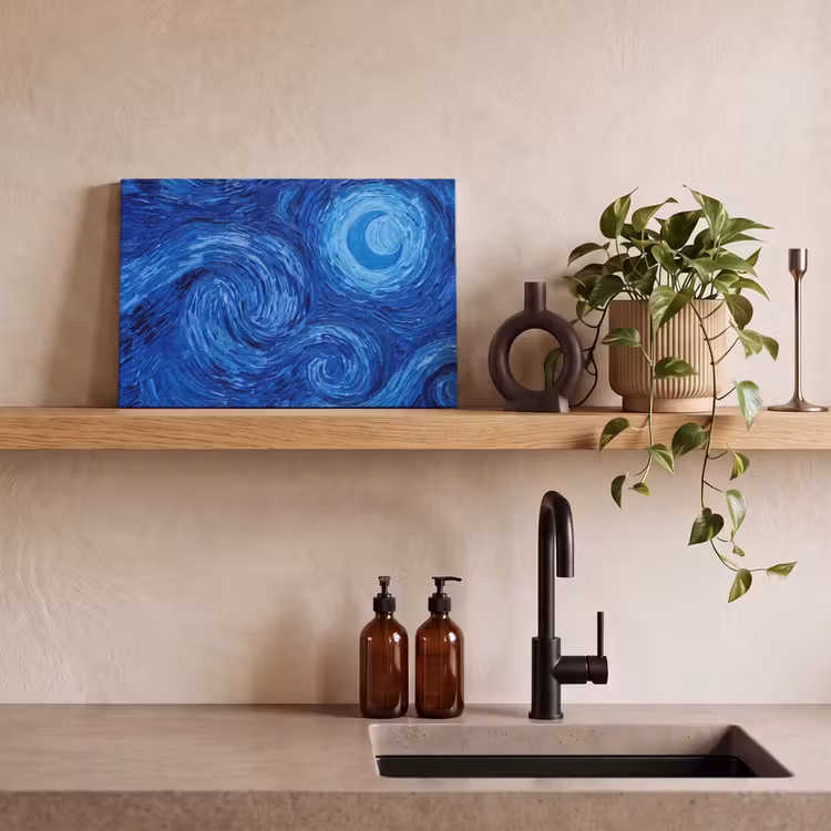 Leinwandbild - Wirbel – Blau – Modern — 3