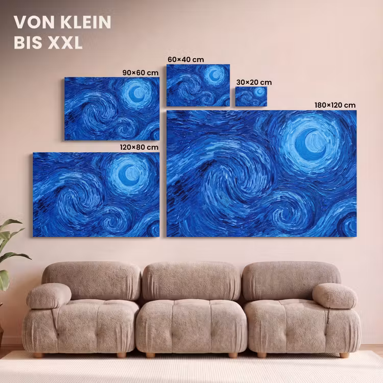 Leinwandbild - Wirbel – Blau – Modern — 6