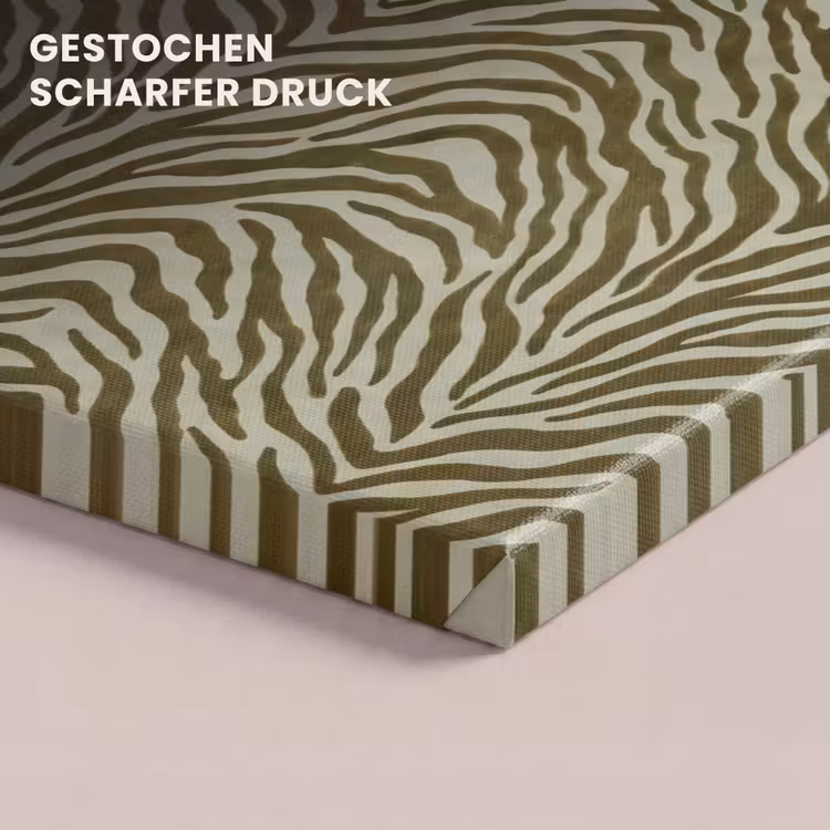 Leinwandbild - Zebramuster – Grün – Modern — 4