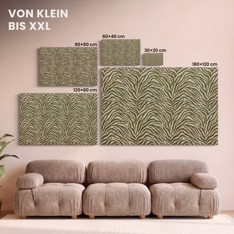 Leinwandbild - Zebramuster – Grün – Modern — 6