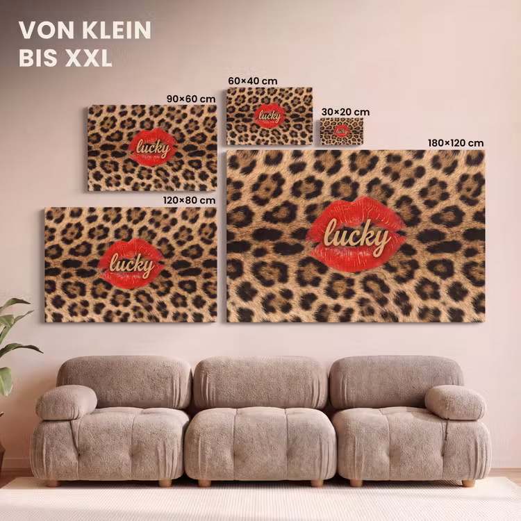 Leinwandbild - Tiermuster – Lippen – Rot — 6