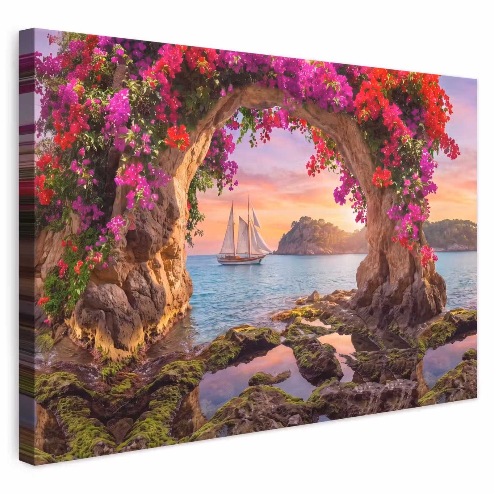 Leinwandbild - Segelboot – Küste – Natur — 1