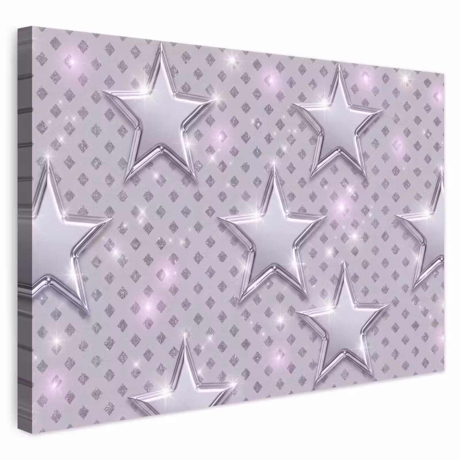 Leinwandbild - Sterne – Silber – Abstrakt — 1