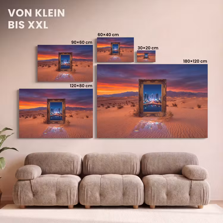 Leinwandbild - Rahmen – Stadtansicht – Wüste — 6