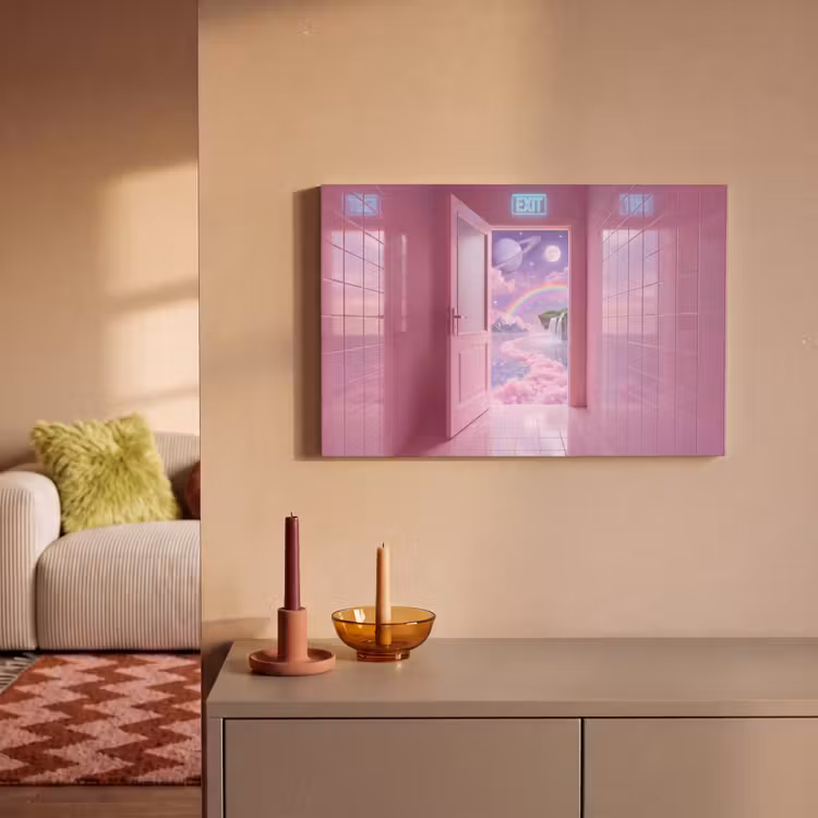 Leinwandbild - Rosa Tür – Fantasie — 2