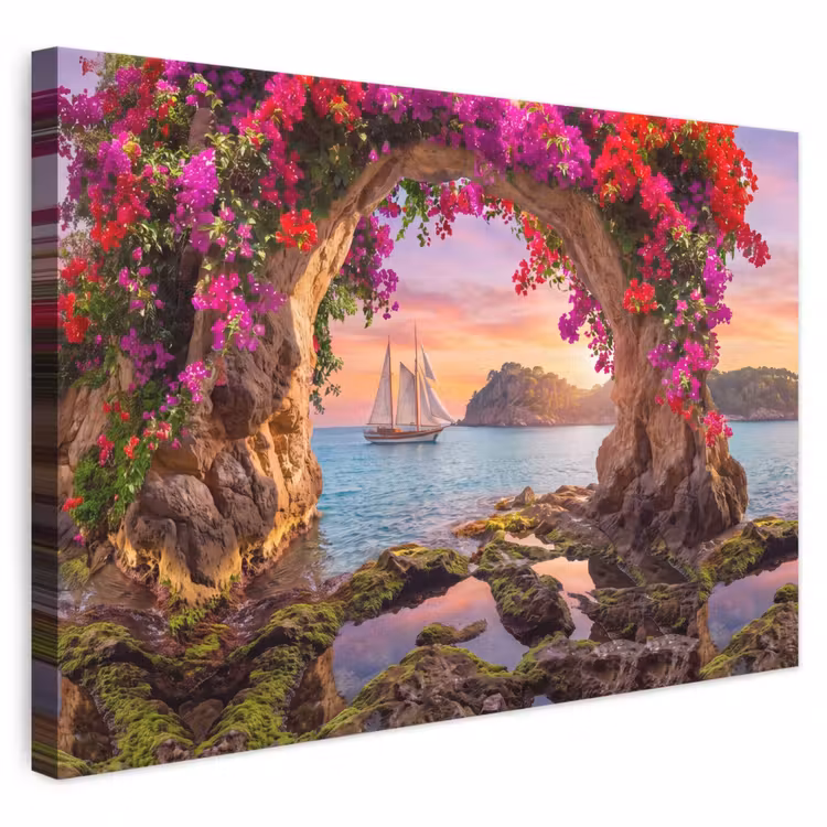 Leinwandbild - Segelboot – Küste – Natur — 1
