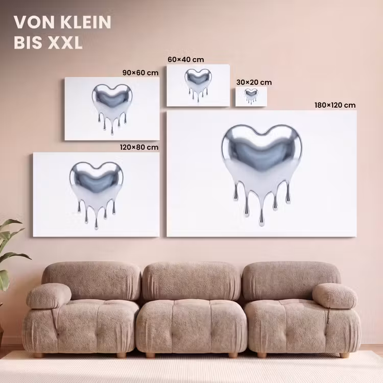 Leinwandbild - Silbernes Herz – Abstrakt — 6