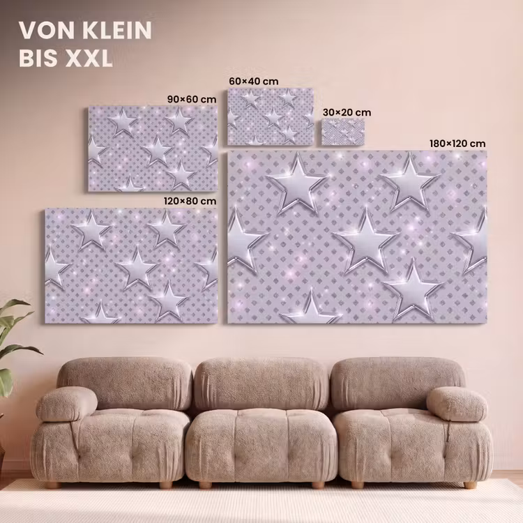 Leinwandbild - Sterne – Silber – Abstrakt — 6