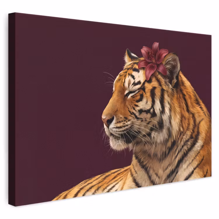 Leinwandbild - Tiger – Blume – Tiere — 1
