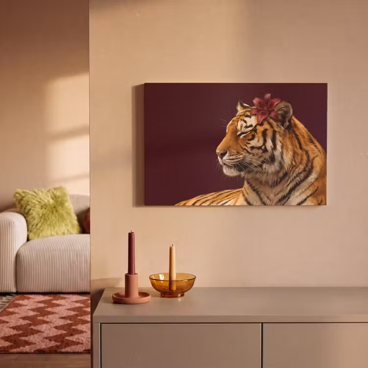Leinwandbild - Tiger – Blume – Tiere — 2