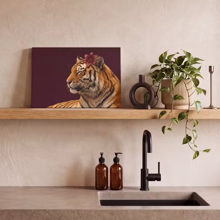 Leinwandbild - Tiger – Blume – Tiere — 3