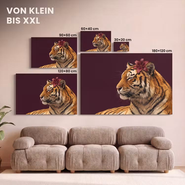 Leinwandbild - Tiger – Blume – Tiere — 6