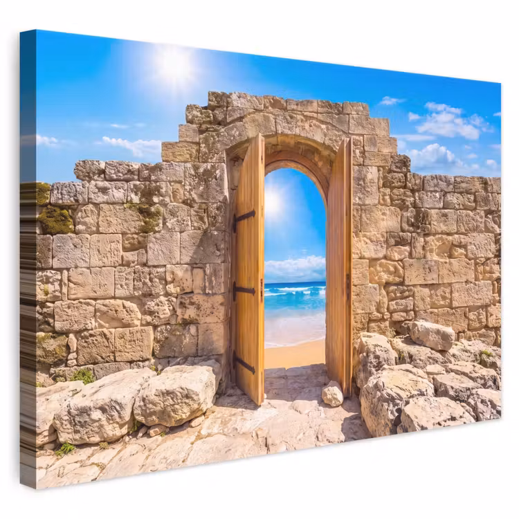 Leinwandbild - Tür – Strand – Meer — 1
