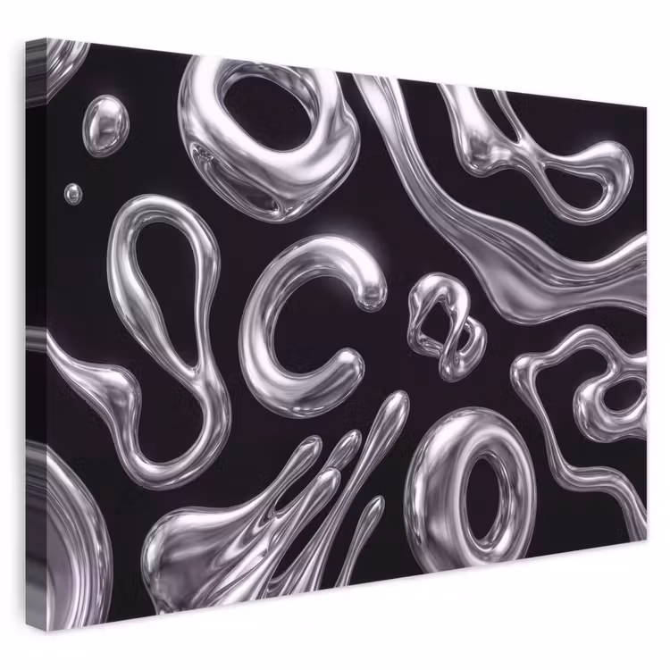 Leinwandbild - Zusammenfassung – Formen – Silber — 1