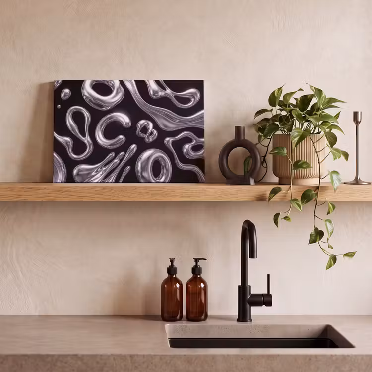 Leinwandbild - Zusammenfassung – Formen – Silber — 3