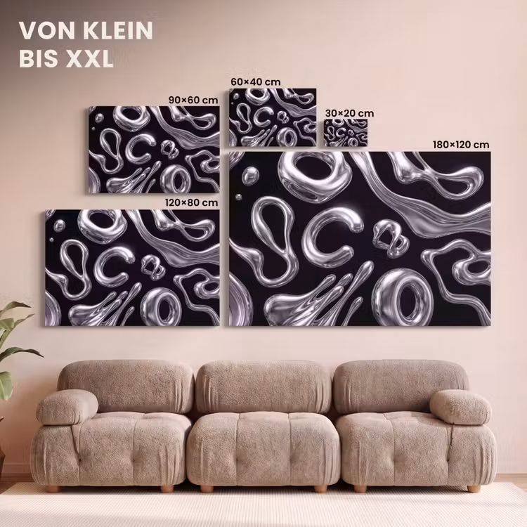 Leinwandbild - Zusammenfassung – Formen – Silber — 6