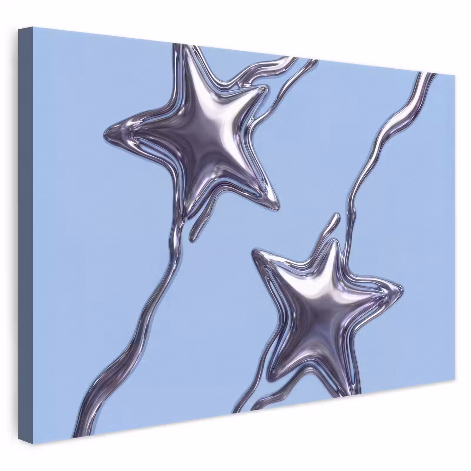 Leinwandbild - Sterne – Flüssig – Silber — 1
