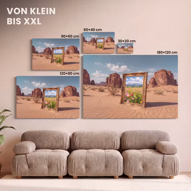 Leinwandbild - Rahmen – Wüste – Blumen — 6