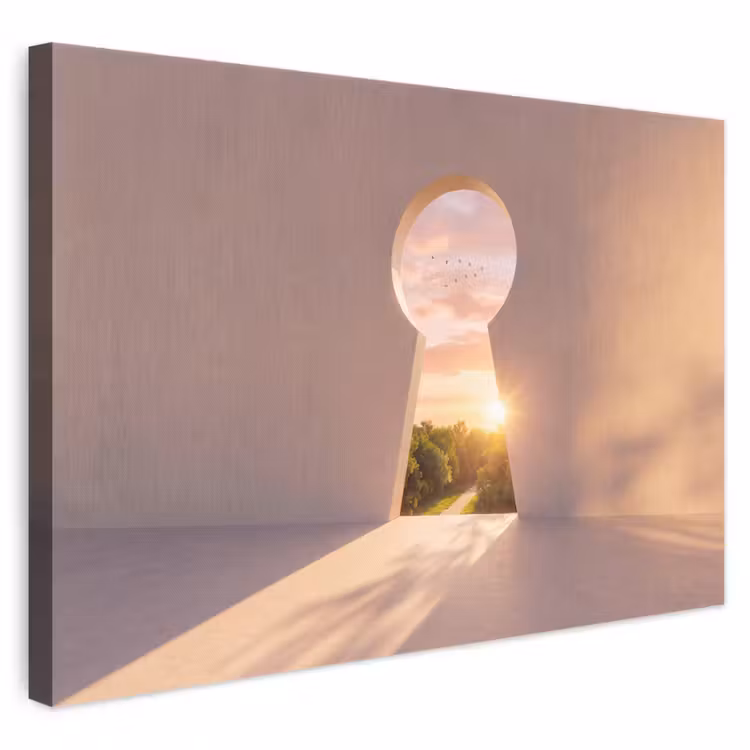 Leinwandbild - Schlüsselloch – Natur – Sonne — 1