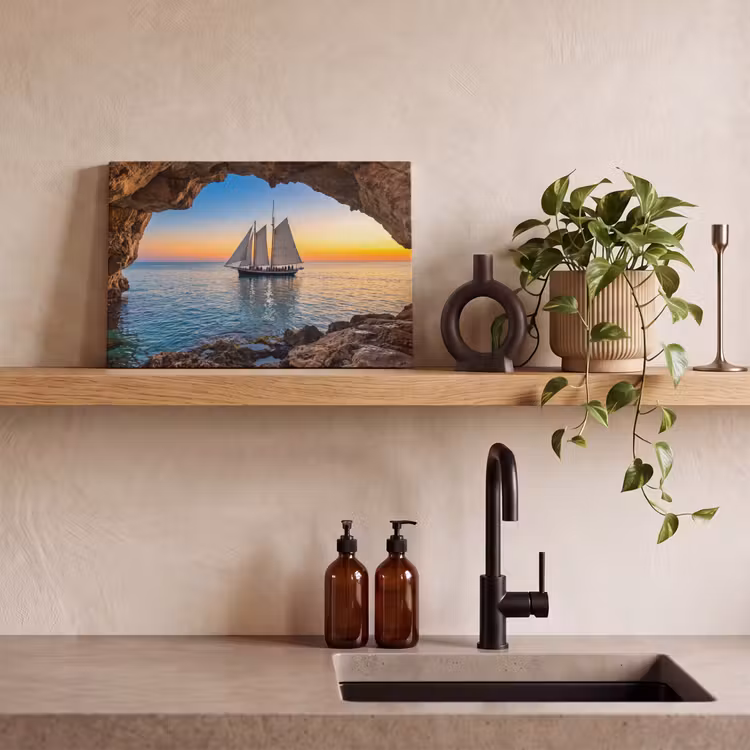 Leinwandbild - Segelboot – Sonnenuntergang – Meer — 3
