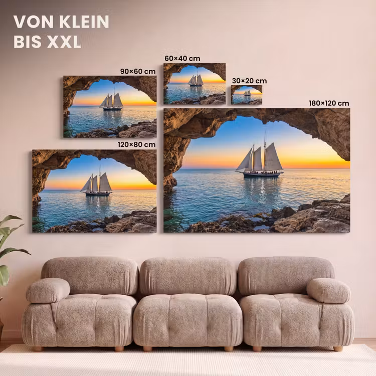 Leinwandbild - Segelboot – Sonnenuntergang – Meer — 6