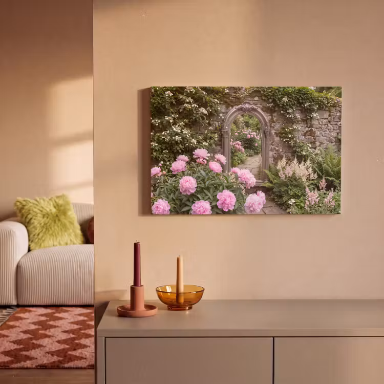 Leinwandbild - Spiegel – Garten – Blumen — 2